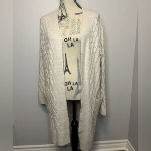 Women's Cream Cable Knit Cardigan